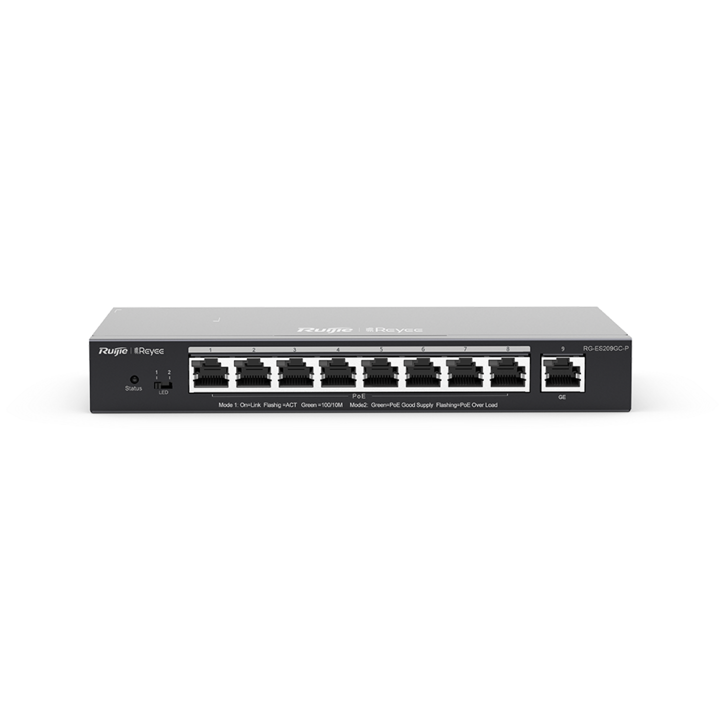 SWITCH 8 PUERTOS GIGABIT POE + 1 PUERTO GIGABIT ADMINISTRABLE METAL
